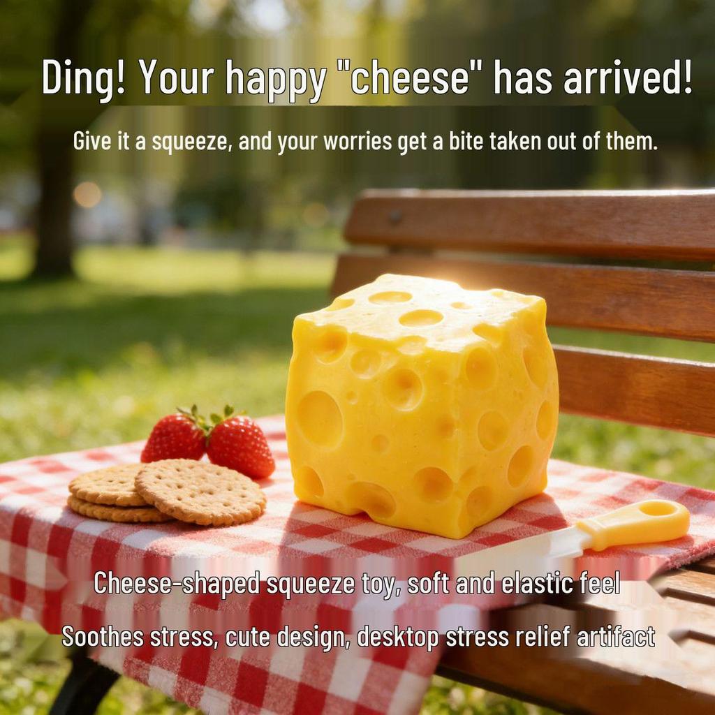 Creative Stress Relief Cheese Simulation Squeeze Toy - Office Decompression & Gift