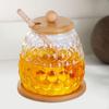 Honey Jar with Dipper and Lid Glass Pot for Dining Table Wedding Party 350ml