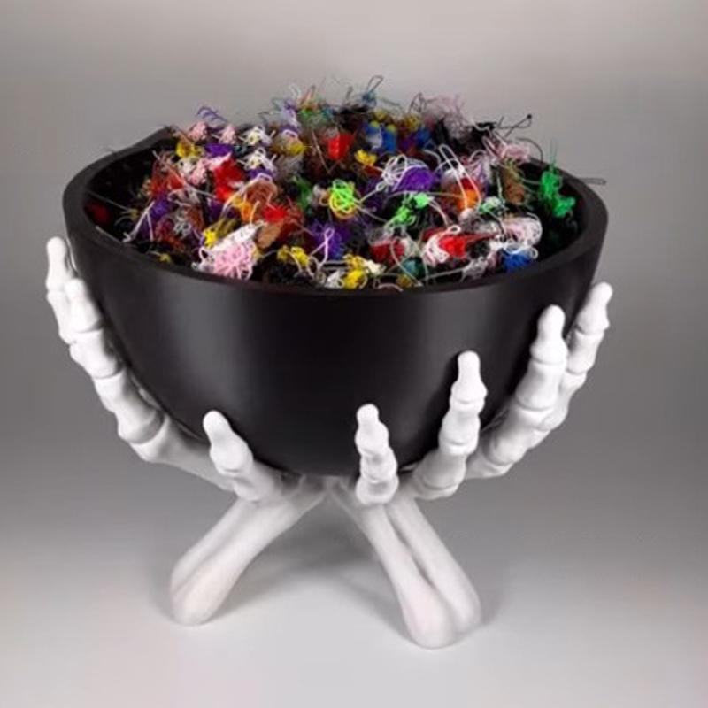 Halloween Candy Bowl Gothic Skeleton Hands Candy Storage Holder Multifunctional Halloween Organizer Holder Scary Home Decoration