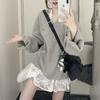 Lazy wind V-neck knitted sweater women's new autumn and winter wear loose and thin high-end long-sleeved top