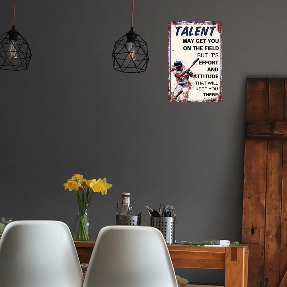 Vintage Baseball Decor Baseball Tin Sign Baseball Poster For Boys Room Baseball Gifts Motivational Quote Posters Baseball Art Wall Decoration