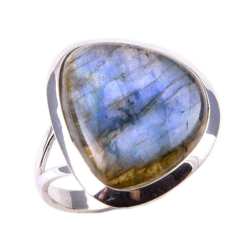 Natural Labradorite Gemstone 925 Solid Sterling Silver Jewelry Ring S.9.5 r4A66