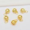 100pcs 14K Gold Bell Small Pendant Diy Jewelry Accessories Pattern Tiger Head Hollow Bell Pendant Retro Pendant Bell