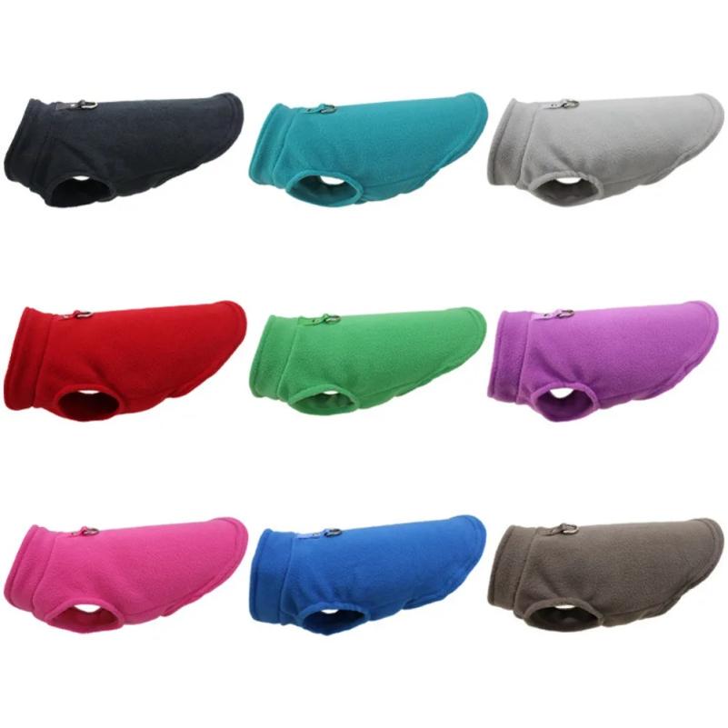 Europe, America, pet clothes, dog clothes, thickened solid color fleece vest belt, traction pet supplies in stock