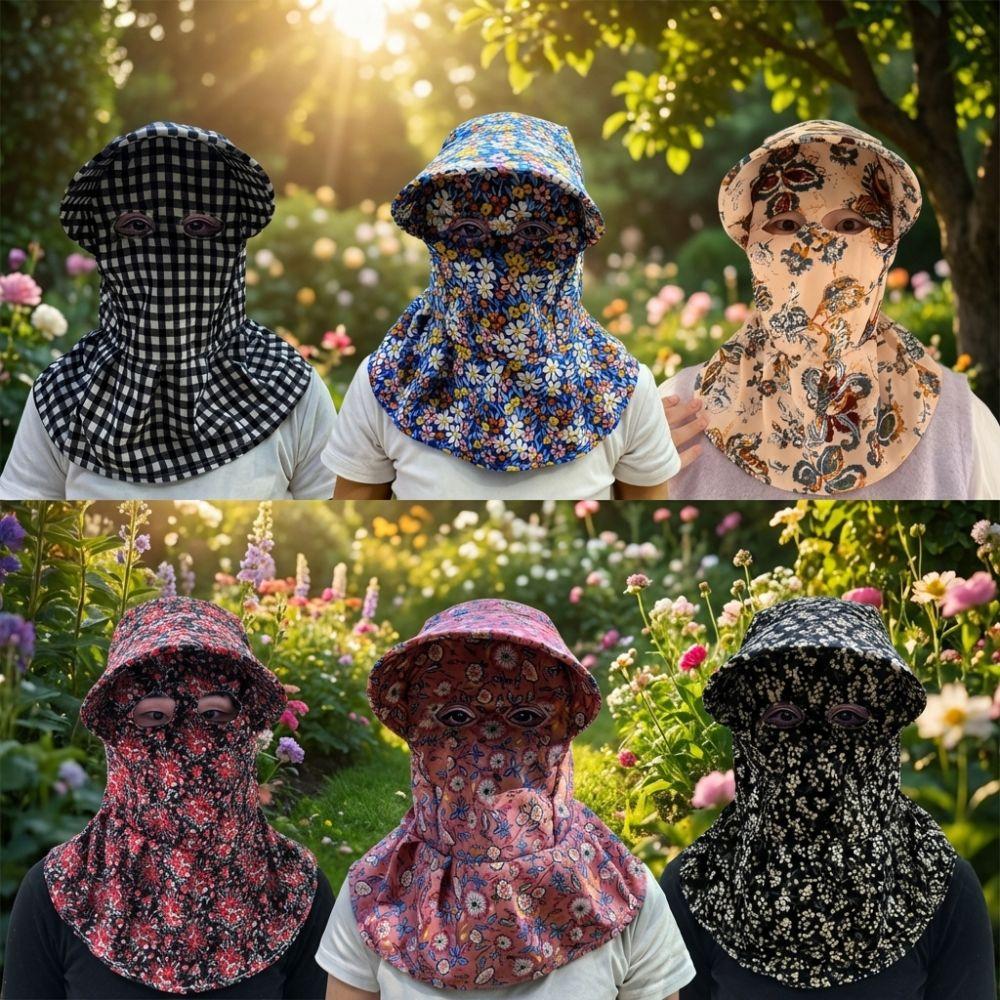 Cappello da Sole con Mascherina a Tesa Larga Traspirante Leggero Cappello da Lavoro per la Raccolta del Tè Copertura Totale Protezione UV Cappello da Pescatore Estivo per Esterno