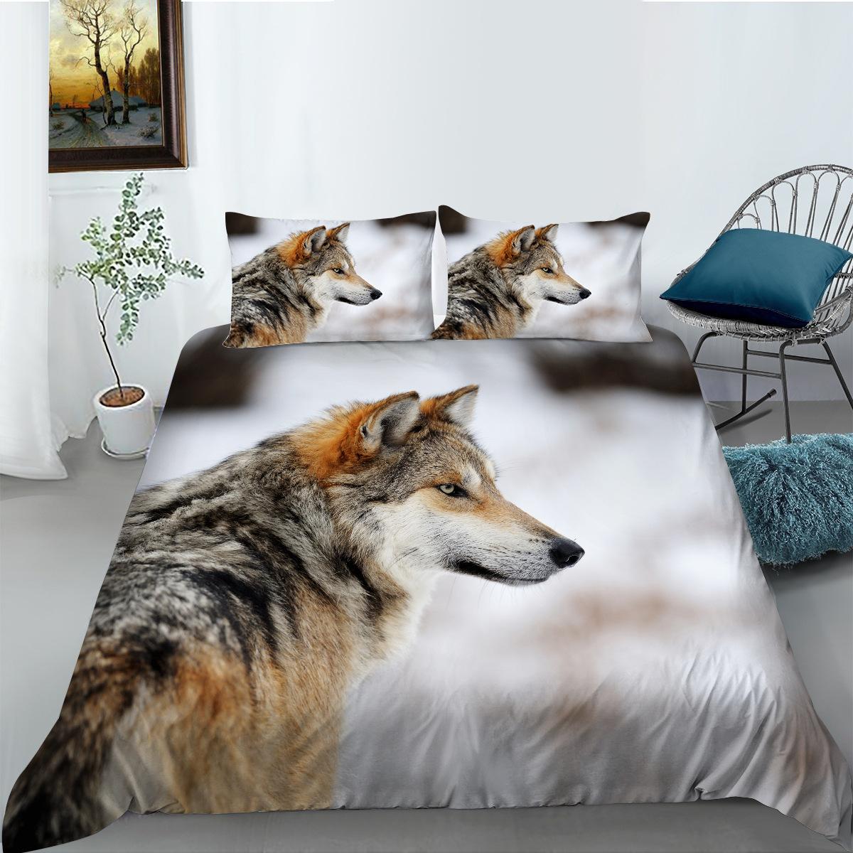 Wolf Series Polyester Bedding Two Or Three-Piece Digital Printing Can Be EU single 135*200