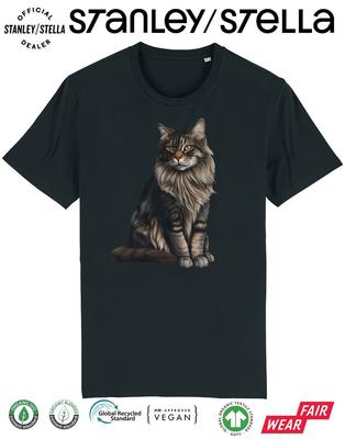 Maine Coon KATZE T-Shirt Kinder Jungen Mädchen Haustier Geschenk / Baumwolle