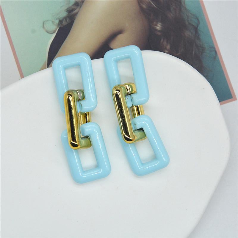 Retro Candy Color Patchwork Geometric Dangle Earrings