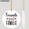 1pc German Freunde Sind Familie Acrylic Sign Gold Rope Round Hanging Decor Farmhouse Home Wall Art Christmas Gift for Friends