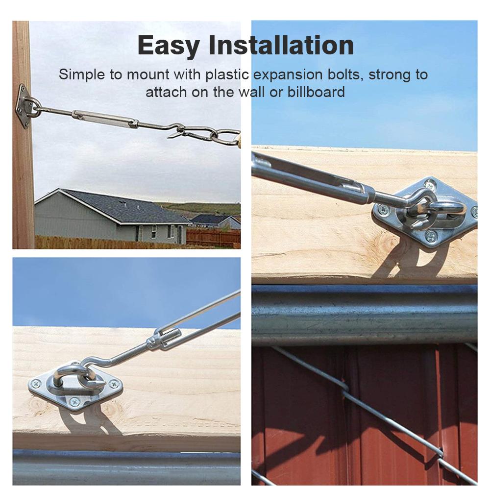 Shade Sail Hardware Kit 304 Stainless Steel Hardware Kit for Triangle Square Rectangle Sun Shade Sail Installation in Garden Patio Lawn Deck