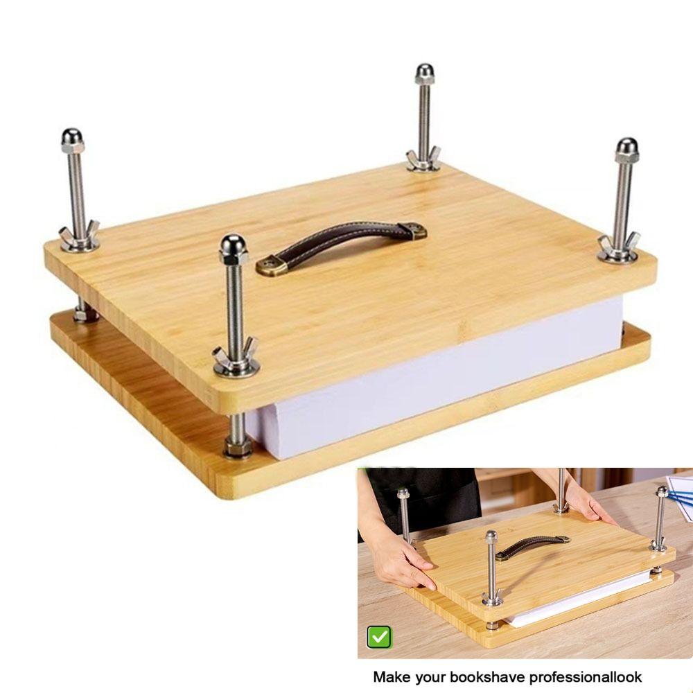 With Ergonomic Handle Book Binding Kits Bamboo Wood Book Press  for Beginners Bookbinding Supplies