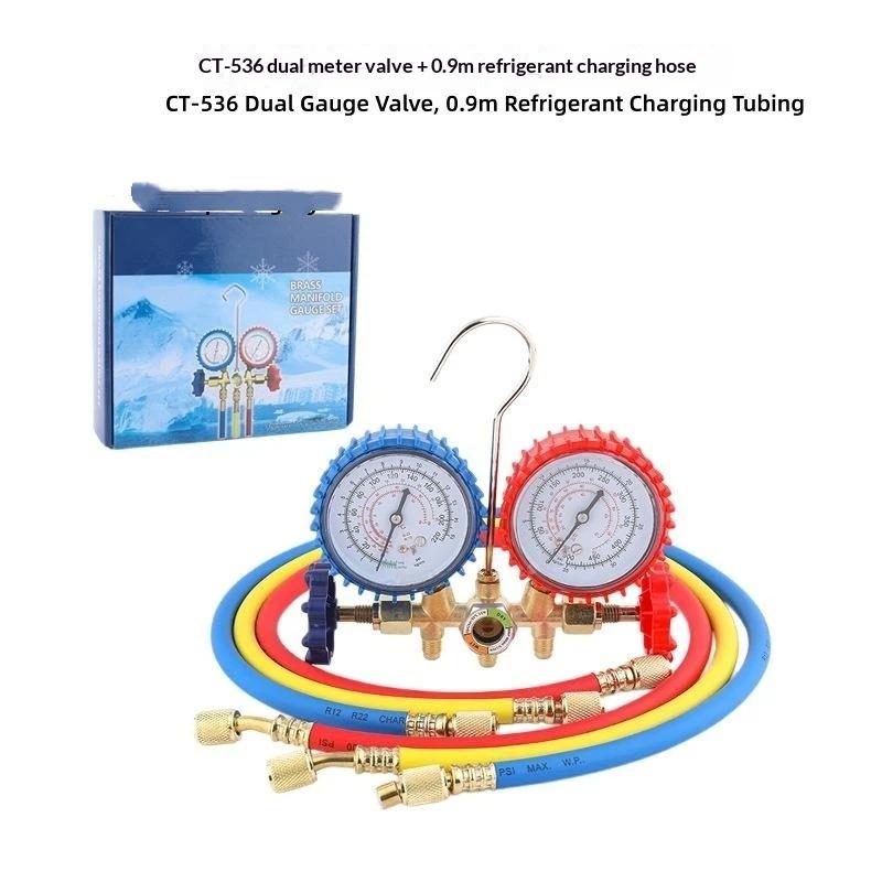 3 Way AC Diagnostic Manifold Gauge Set with Hook Durable Refrigerant Testing Tool for R12 R22 R404A R134a Freon Charging
