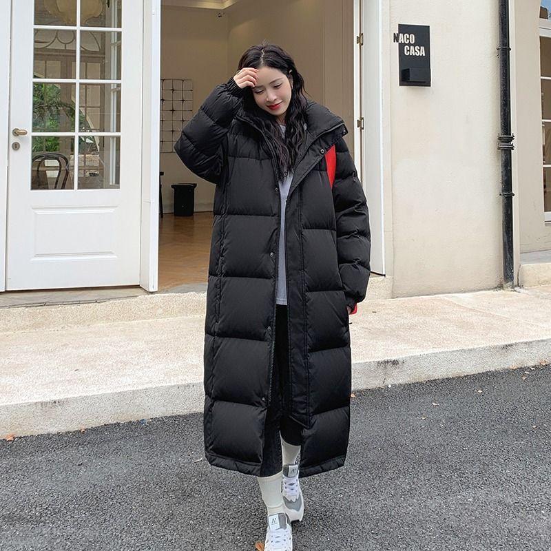 Mid-length Down Cotton-padded Coat for Women Winter New Style Over-the-knee Loose Large Size Thickened Cotton-padded Jacket Coat Bread Coat