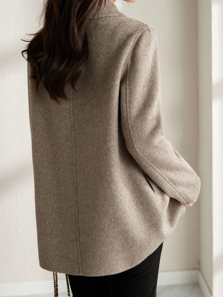 Korean Style High-End Autumn Winter New Maxi Fit Slim Stand Collar Doll Collar Wool Coat for Women