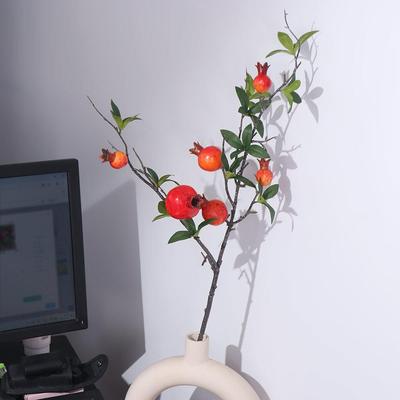 6-Fruit Artificial Pomegranate Branches Plastic Realistic Simulation Pomegranate Fruit Elegant Handmade Fake Plants