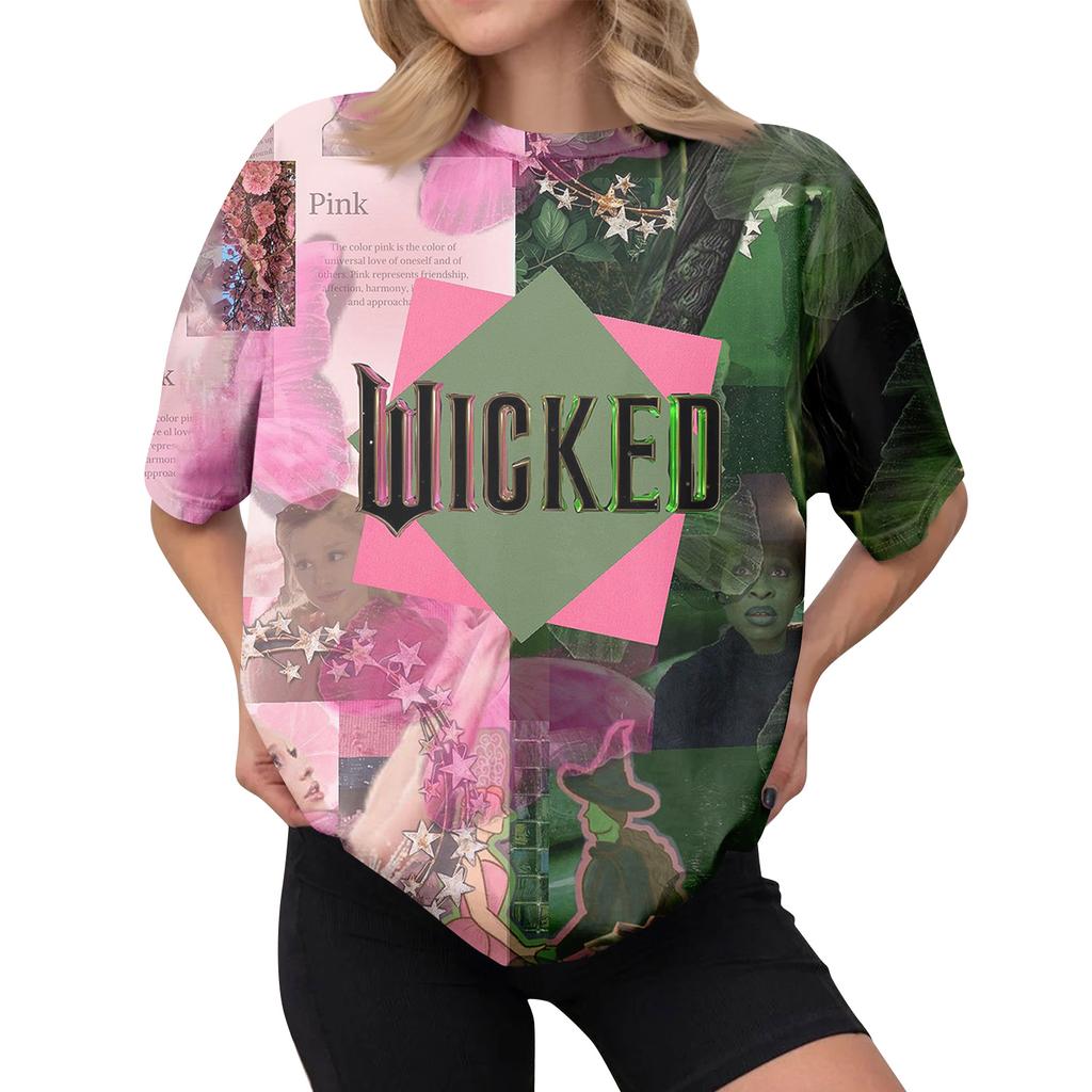 Women's Casual Printed T-shirt Round Neck Pullover Short Sleeve Top