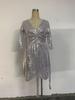2025 Summer Sexy Women's Sequined Lace-up V-Neck Dress with Three-Quarter Sleeves