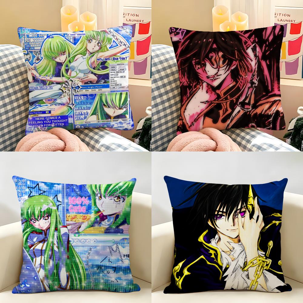 Anime CcODE GEASS Cushion Cover Natural Linen Double Sided Print Throw Pillow Case for Sofa Couch Home Decor