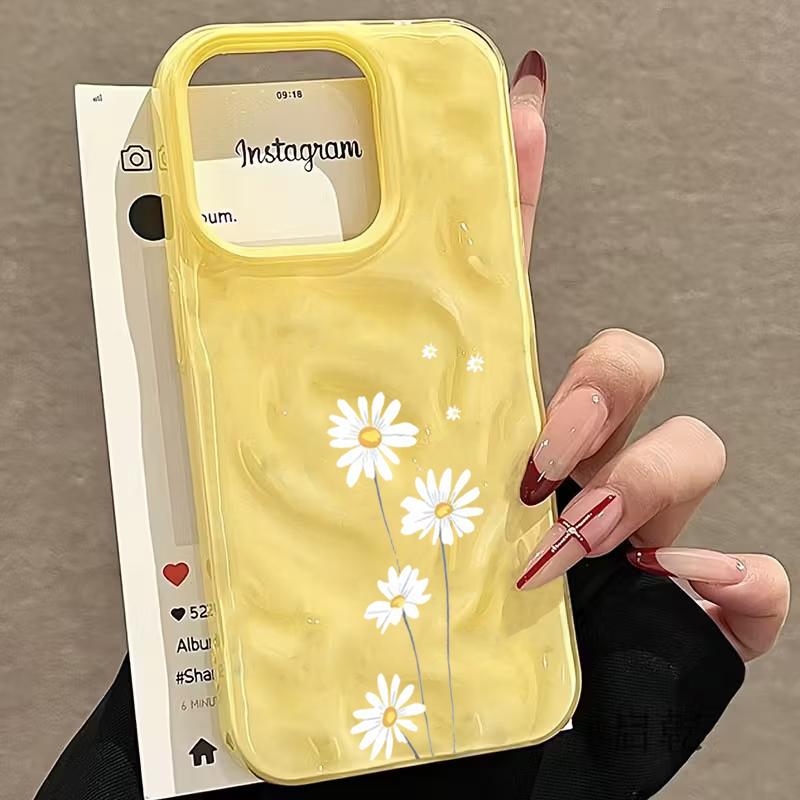 Daisy Flower Candy Color Phone Case For iPhone 15 Pro Max 16 17 14 13 Pro Max 13 12 11 Plus Soft ShockProof Fashion Luxury Funda
