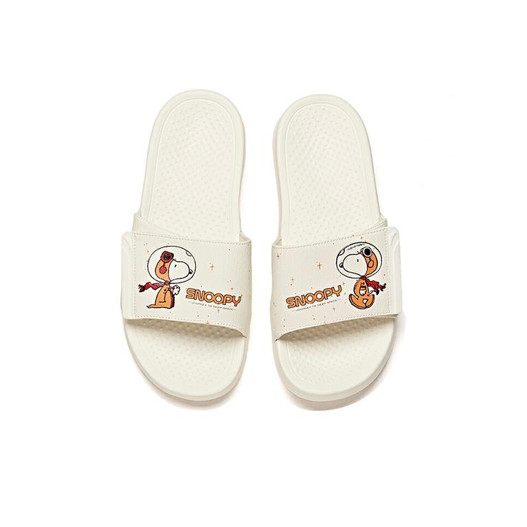 Anta Snoopy X  Lifestyle Series Breathable Slide Sandals Men Footwear White Yellow 912126993-4