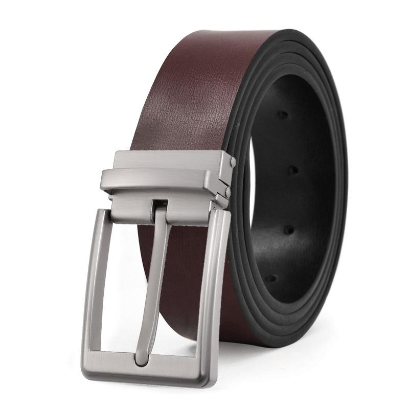 

Мужской ремень, ремень с пряжкой из сплава, мужской, двусторонний ремень из коровьей кожи в деловом и повседневном стиле 120cm