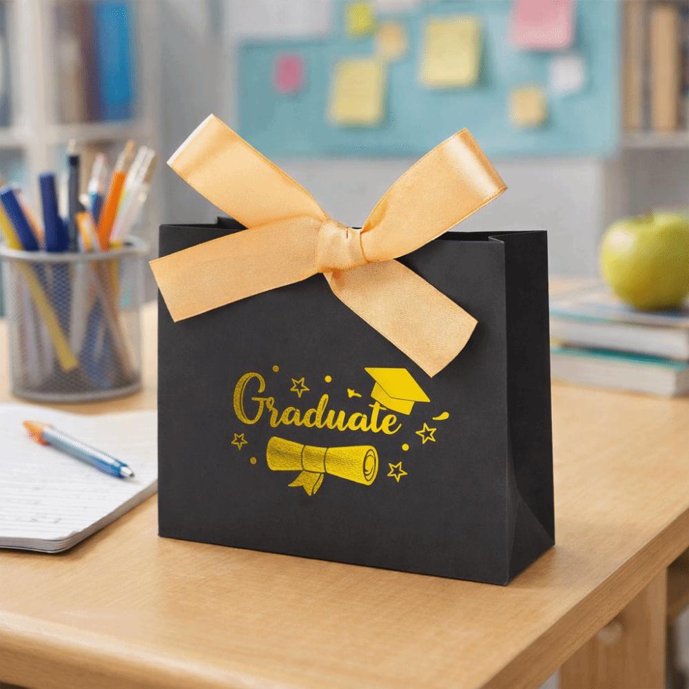 10Pcs Gilded Pattern Graduation Favor Bags Foldable Graduation Gift Box  Party Supplies