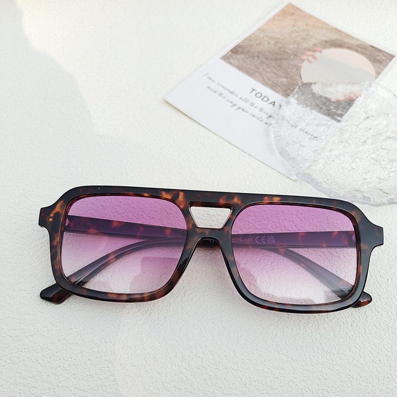 Double Bridge Square Sunglasses Women For Men Vintage Sun Glasses Luxury Brand Designer Punk Popular Flat Top Eyeglasses