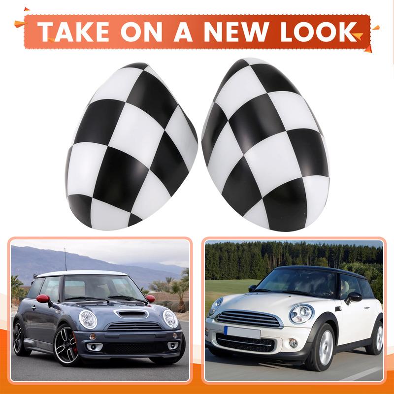 Для BMW Mini Cooper R50 R52 R53 С правым рулем Накладка на корпус зеркала заднего вида Зеркало заднего вида Декорация Автозапчасти BlackWhite