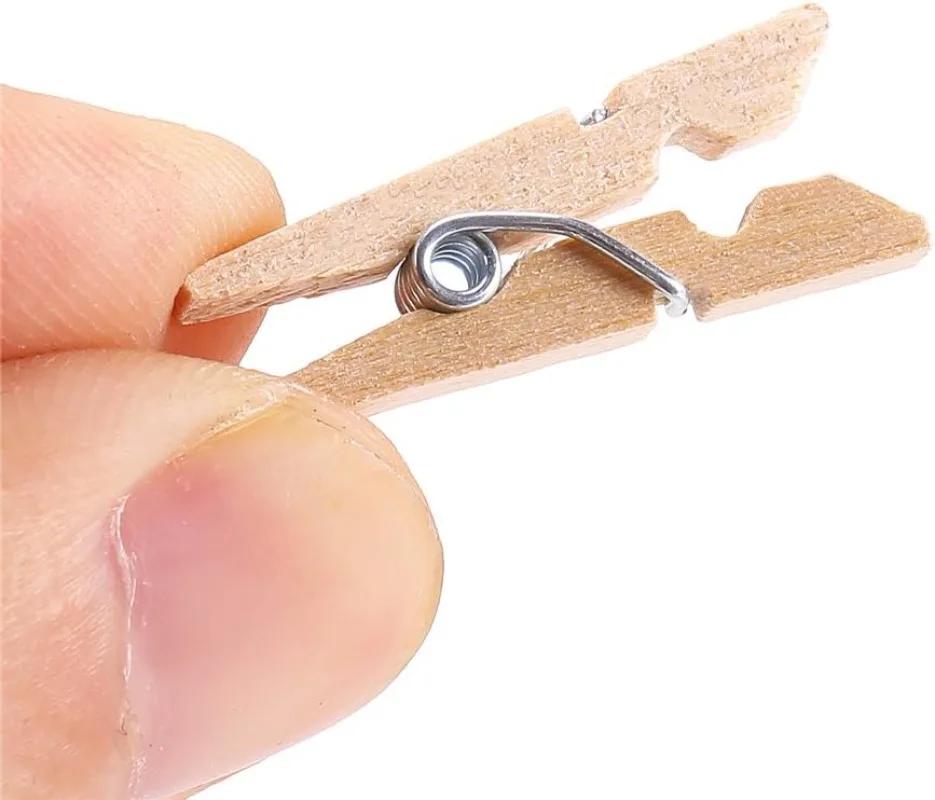 Natural Wooden Clothes Pegs Mini Photo Clips Clothespin Clip Memo Paper Peg for Wedding Party DIY Handmade Craft Decor Supplies