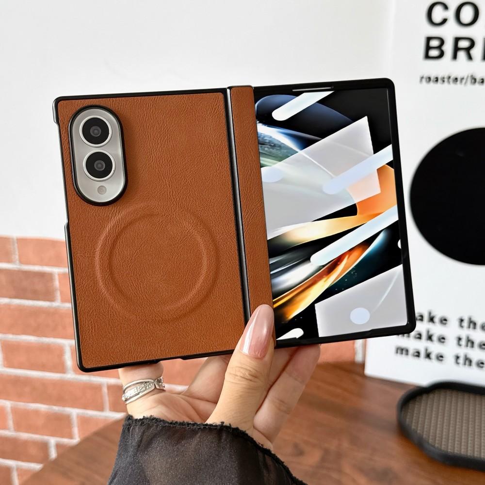 For Samsung Galaxy Z Fold 8 Wide Fashion Leather Phone Case Front Protection Film Hinge MagSafe Magnetic Hard Shell Back Cover