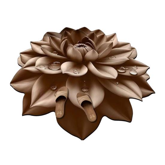 Diatomaceous Earth Floor Mat 3D Realistic Floral Design Bath Mat Non-Slip Absorbent Mat Quick-Drying Easy to Clean Shower Rug