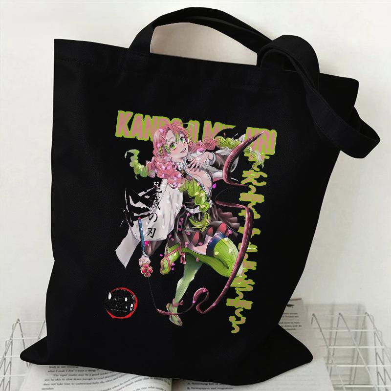 Japan Kanroji Mitsuri Demon Slayer Cartoon Printed Canvas Bag, Student Shoulder Bag/tote Bag for Class 7548