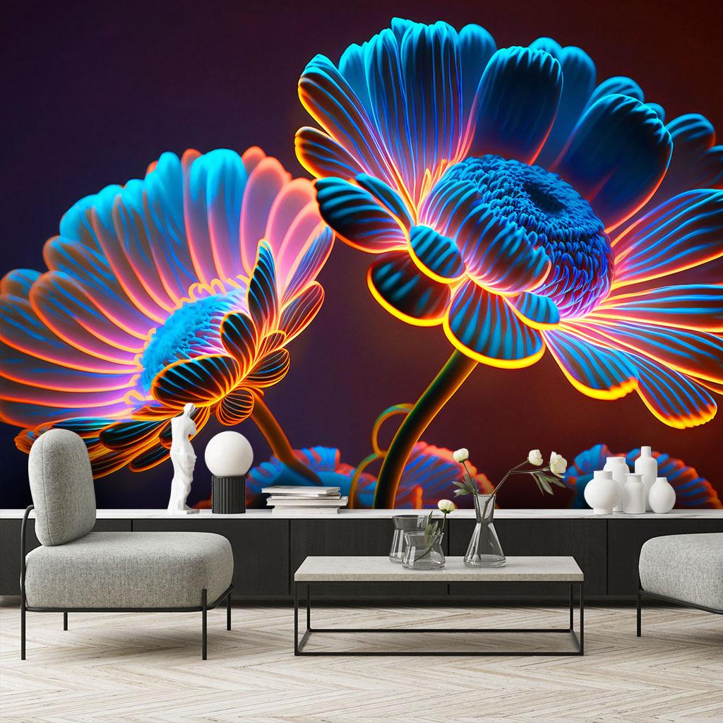 Wallpaper Neon Flowers