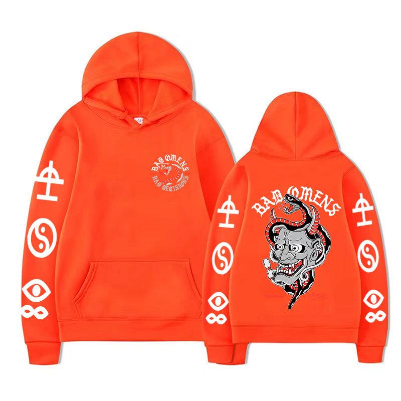 Bad Omens Tour Concert Hoodie Rock Band Hip Hop Punk Hoodie Vintage Unisex Men Vintage Graphic Tops Oversize Clothing