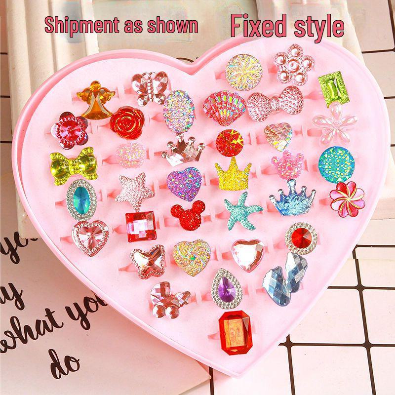 Inele de cristal cu desene animate prințesă pentru fetițe - Cadou de bijuterii pentru copii