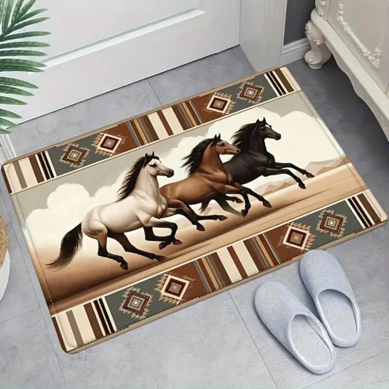 

Southwest Running Horse Entrance Doormat Home Decor Kitchen Corridor Balcony Rugs Bedroom Beside Foot Mat Bath Anti-slip Rugs 40x60CM