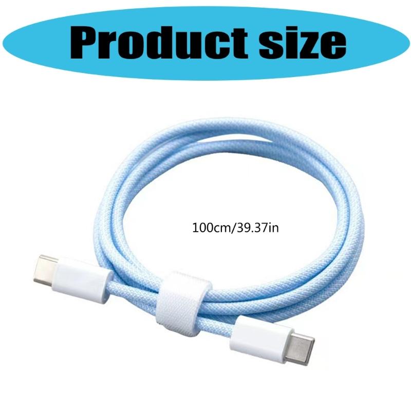 60W Fast Charging Cable Line USB C To USB C Braided Cord High Speed Data Sync Wire Suitable For S23/S22/S21+ Smartphone