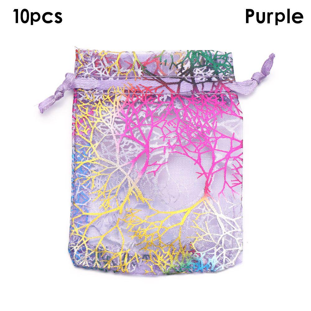 

4 кольори Тримач Зберігання цукерок Весільний подарунок Сумка для упаковки ювелірних виробів Шнурок Сумки з органзи 10pcs фіолетовий