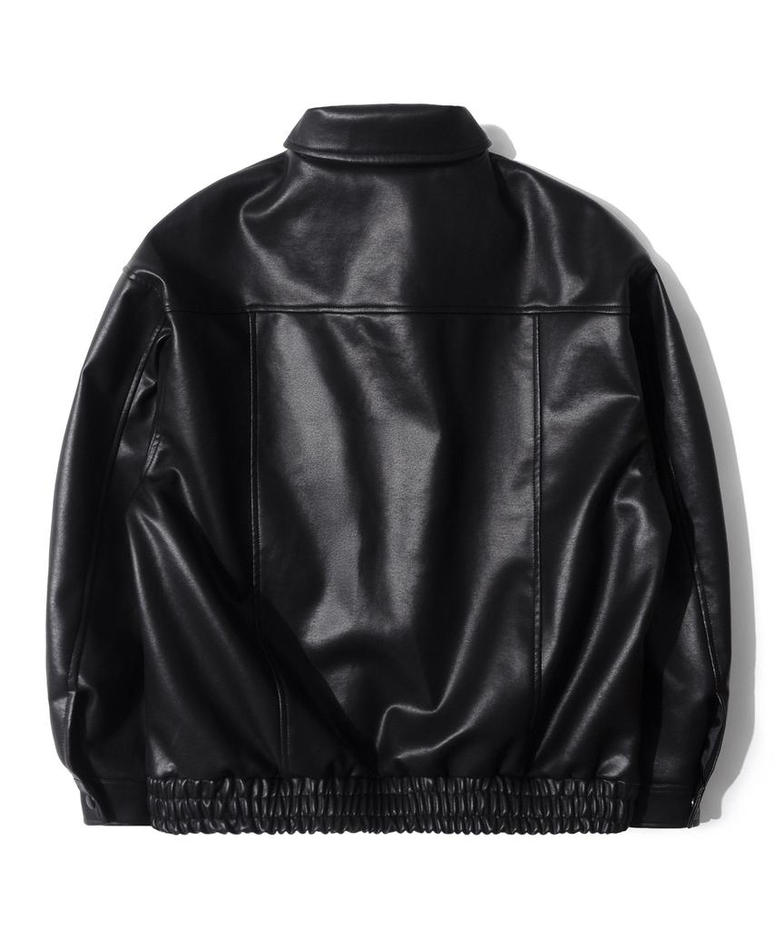 Qt8 Garments Rg Synthetic Leather Pocket Jacket (Black)