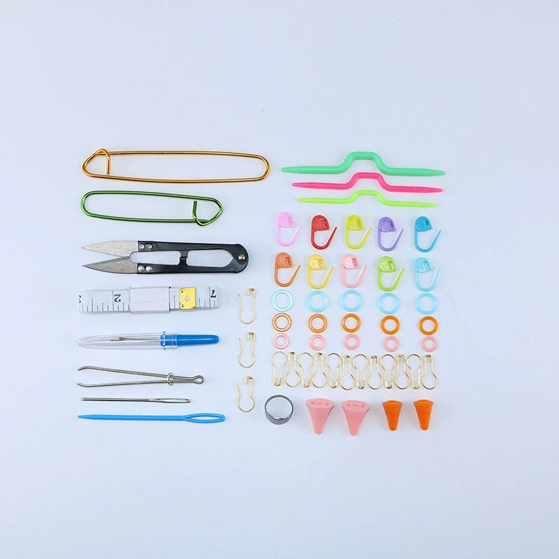 1Set Crochet Marker Kit With Big Eye Plastic Needles Stitch Marker Ring Crochet Clips U Shape Needles For Sewing Work