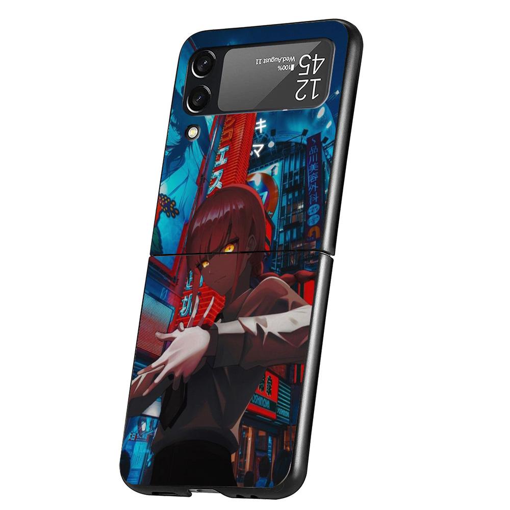 Чехол для телефона Makima Power Cover из Chainsaw Man для Samsung Galaxy Z Flip 7 6 5 4 3 5G Flip7 Flip6 Flip5 Flip4 Flip3 Черный Fundas Shell G Samsung Z Flip 5