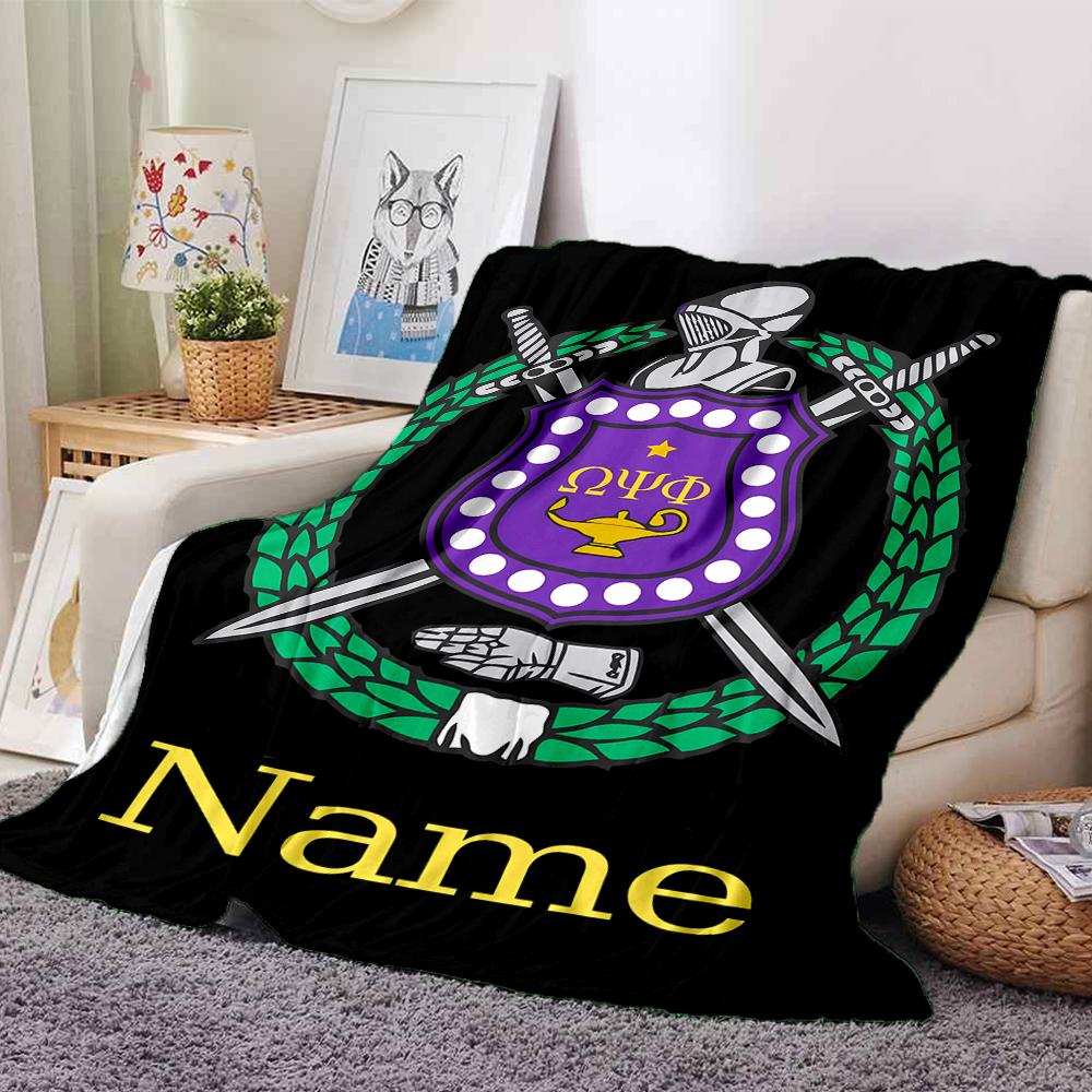 Customiz Name Personality Omega Psi Phi Blanket Soft &Warm Sofa Office Bed Travel Lunch Break Blanket, Gift Suitable All Seasons