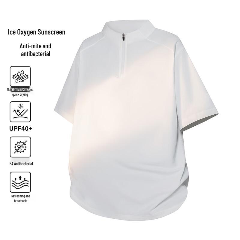 VUUG Men s Half-Zip Stand Collar Short Sleeve T-Shirt L
