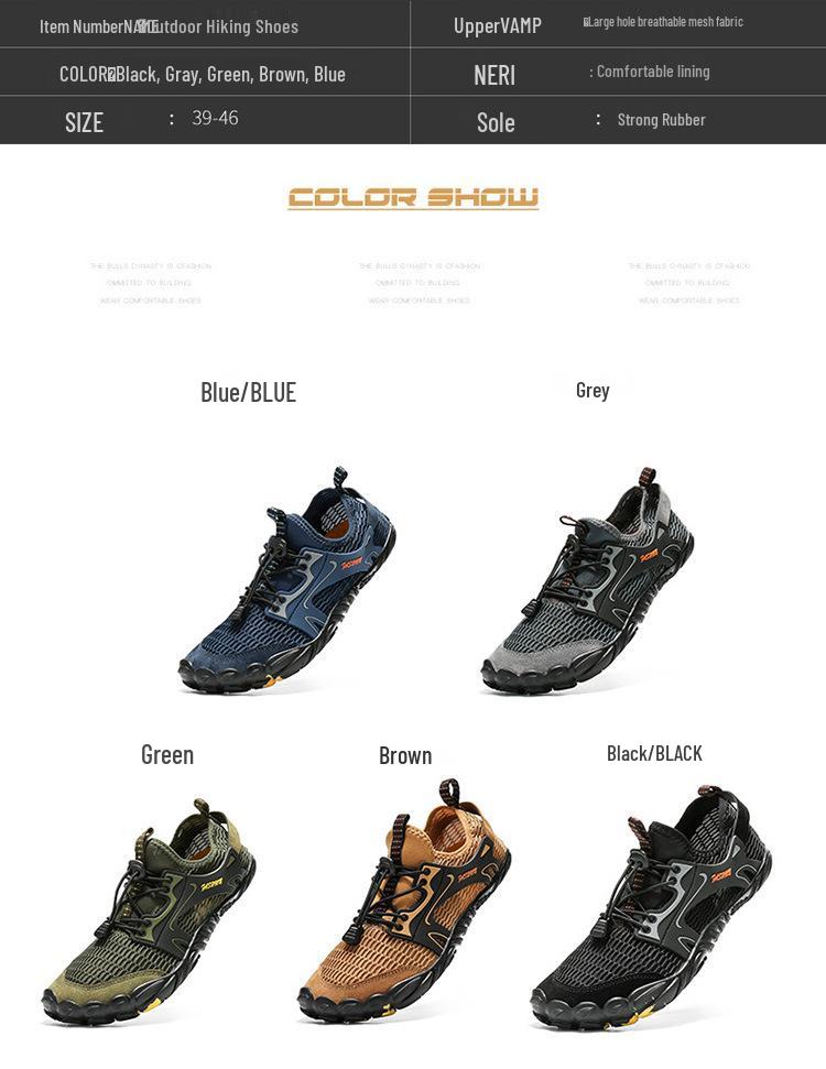 Men's Non-Slip Five-Finger Water Shoes for Hiking, Creek Wading, and Fishing