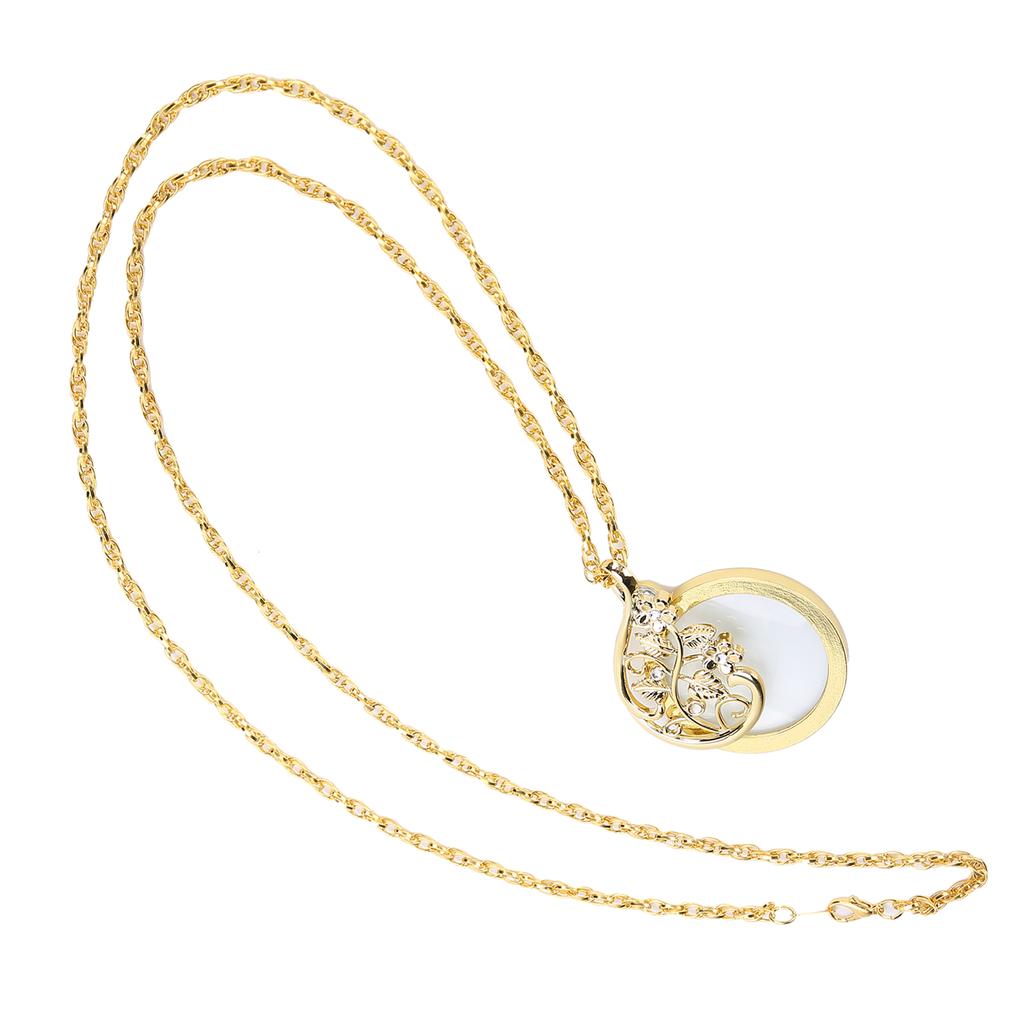 4.5X Necklace Magnifying Glass Metal Portable Magnifier Chain Pendant for ReadingGolden