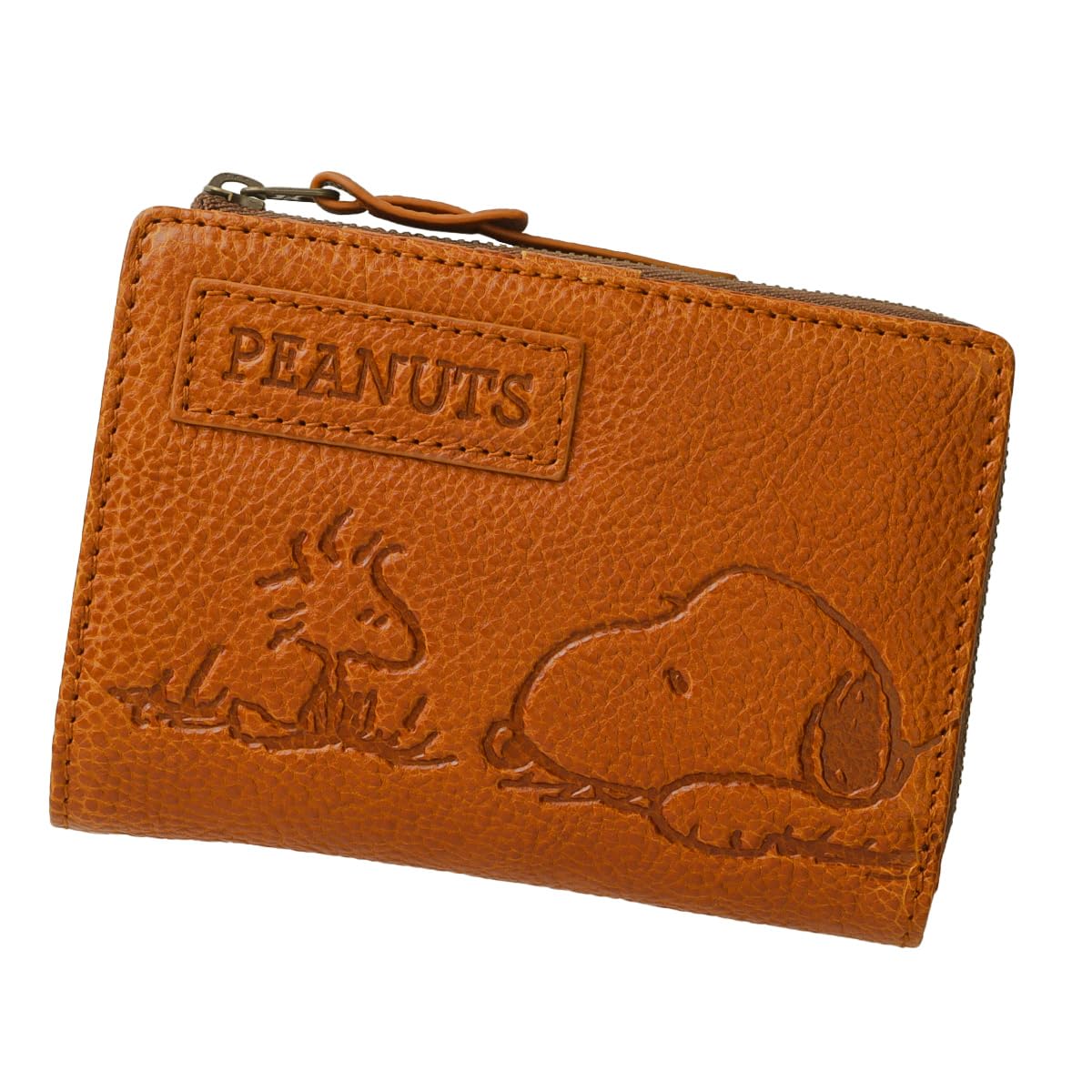 

Peanuts Women s Folding Wallet with Snoopy Characters, Cute and Stylish, Genuine Leather [73055] (Camel)