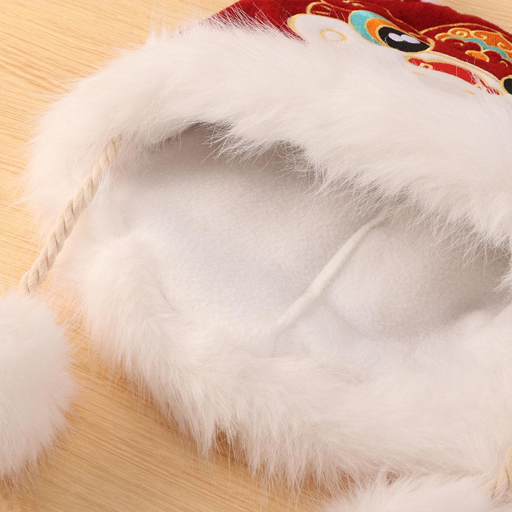 Thickened Children's Lion Dance Hat Chinese Style Winter Warm Hat Plush Beanies  Female/Girls