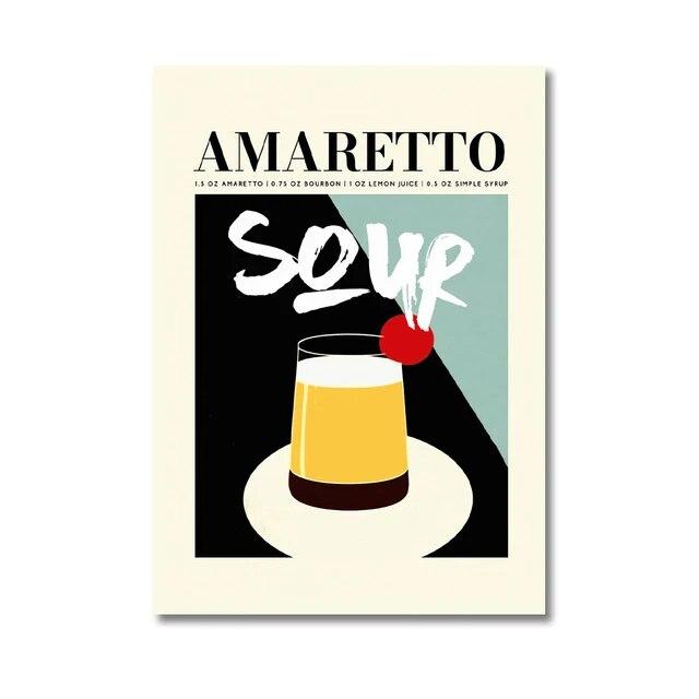 Suc de fructe de desene animate Mojito Caipirinha Bramble Postere și imprimare Aperol Drink Canvas Painting Club Bar Restaurant Home Decor Wall Decor No Frame