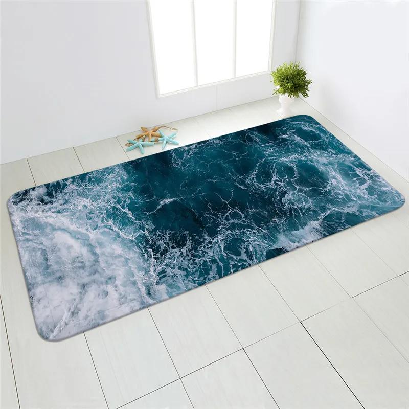 Sea Beach Sand Wave Kitchen Carpet Entrance Door Mat Bedroom   Bathroom Absorbent Non-slip Long