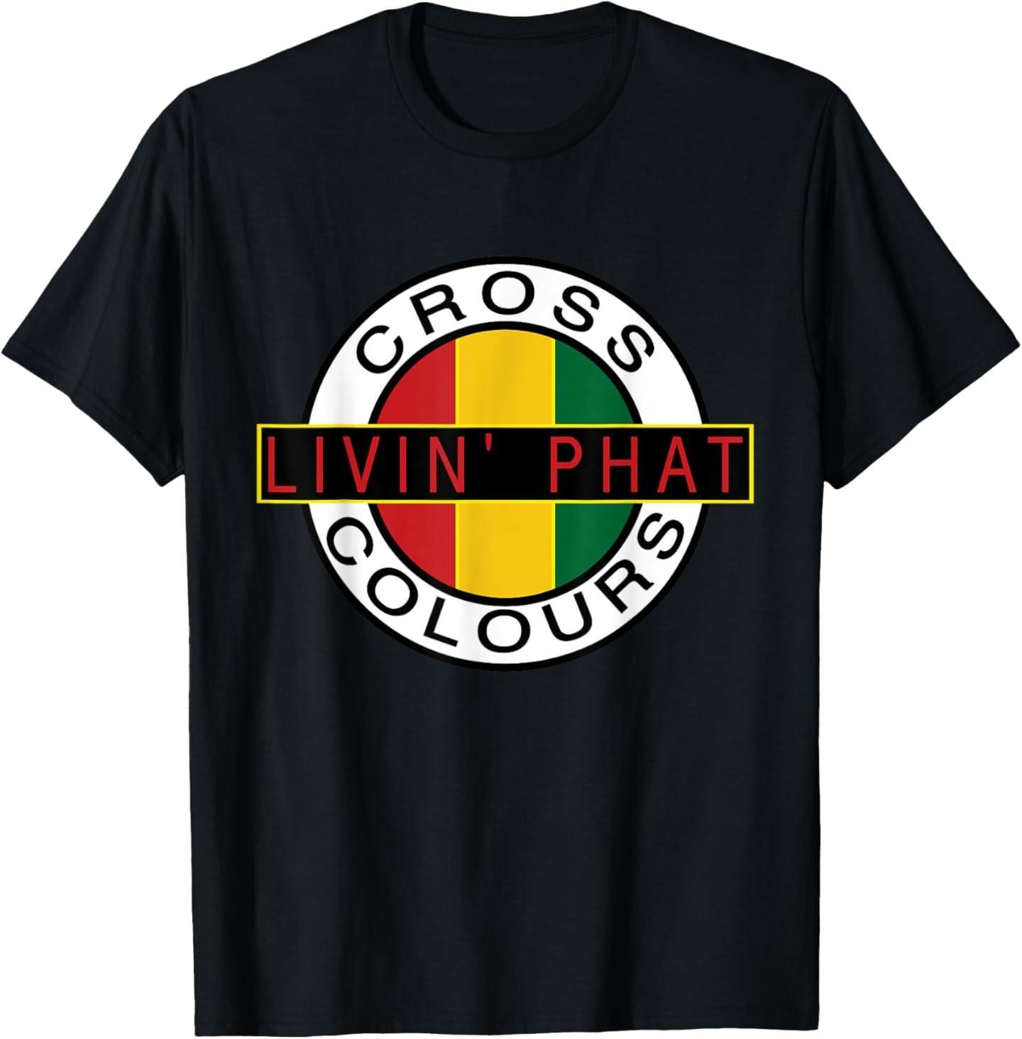 CROSS COLOURS Ретро Графическая Винтажная Унисекс-Футболка для Взрослых 1990-х S